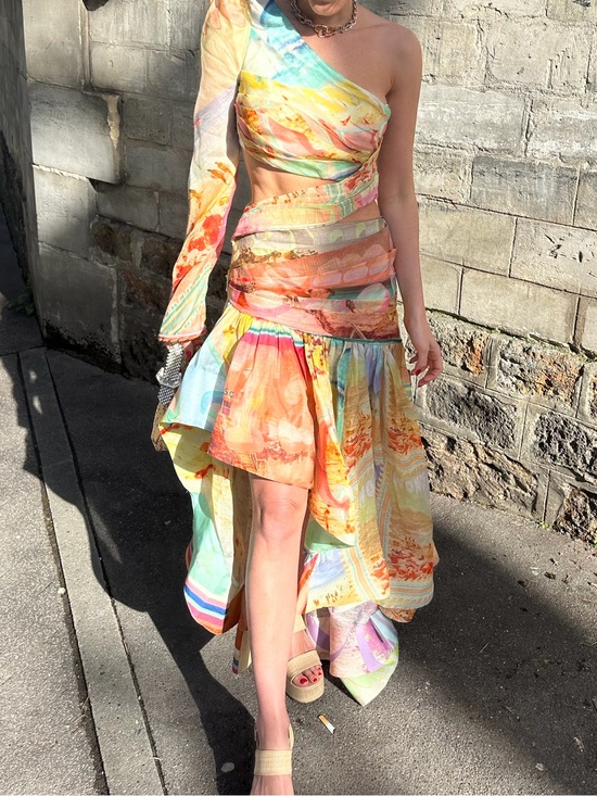 Zimmermann Dresses & Skirts - Zimmermann One-Shoulder Pastel Watercolor Print Dress